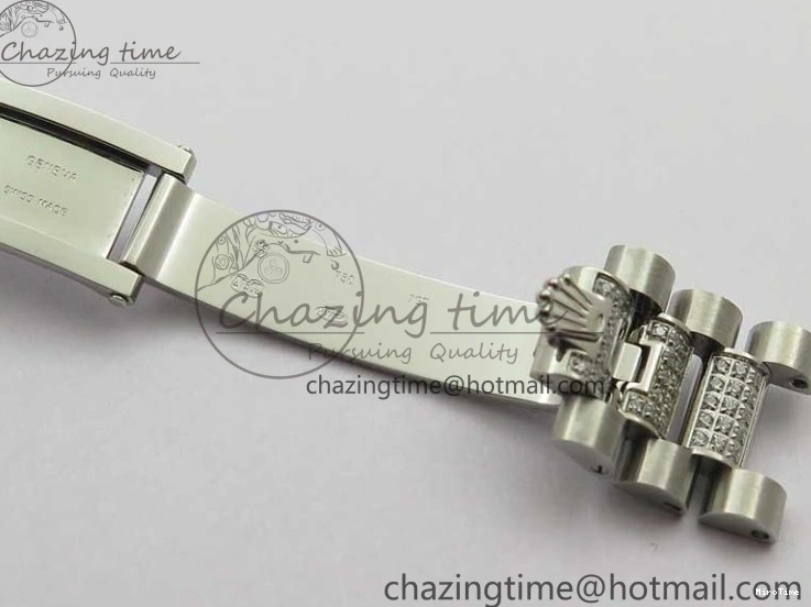 MiroTime 0309 SmoothTexture Day-Date 36mm 128239 SS Crystal BP Best Edition Black MOP Crystal Marker Dial on SS President Bracelet A 2681